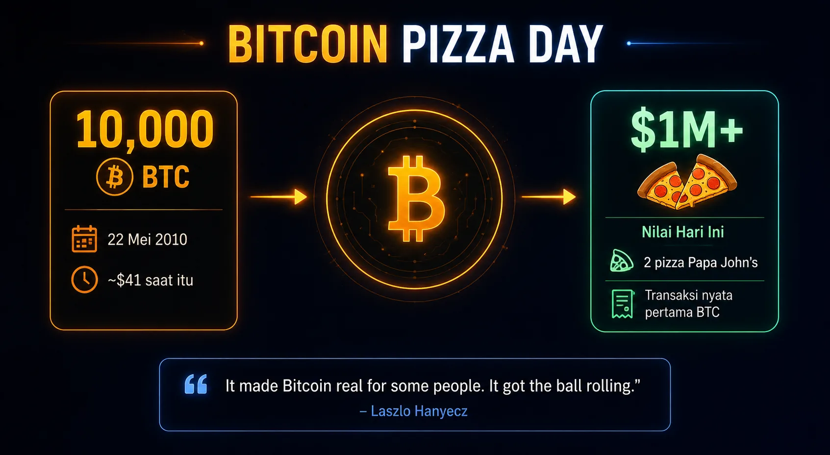 Bitcoin Pizza Day - 10,000 BTC untuk 2 pizza